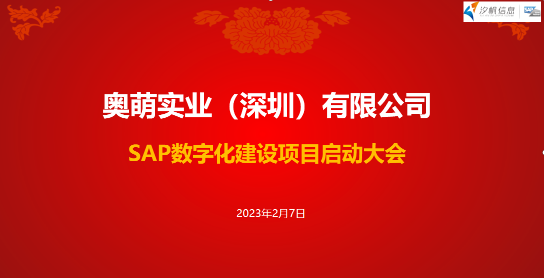共同携手，赋能出海企业，跨国集团奥萌 SAP数字化项目正式启动